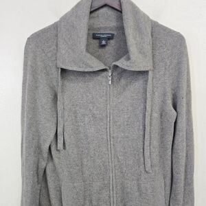 Banana Republic Cashmere!!  Light Gray Zip-Up Knit Jacket